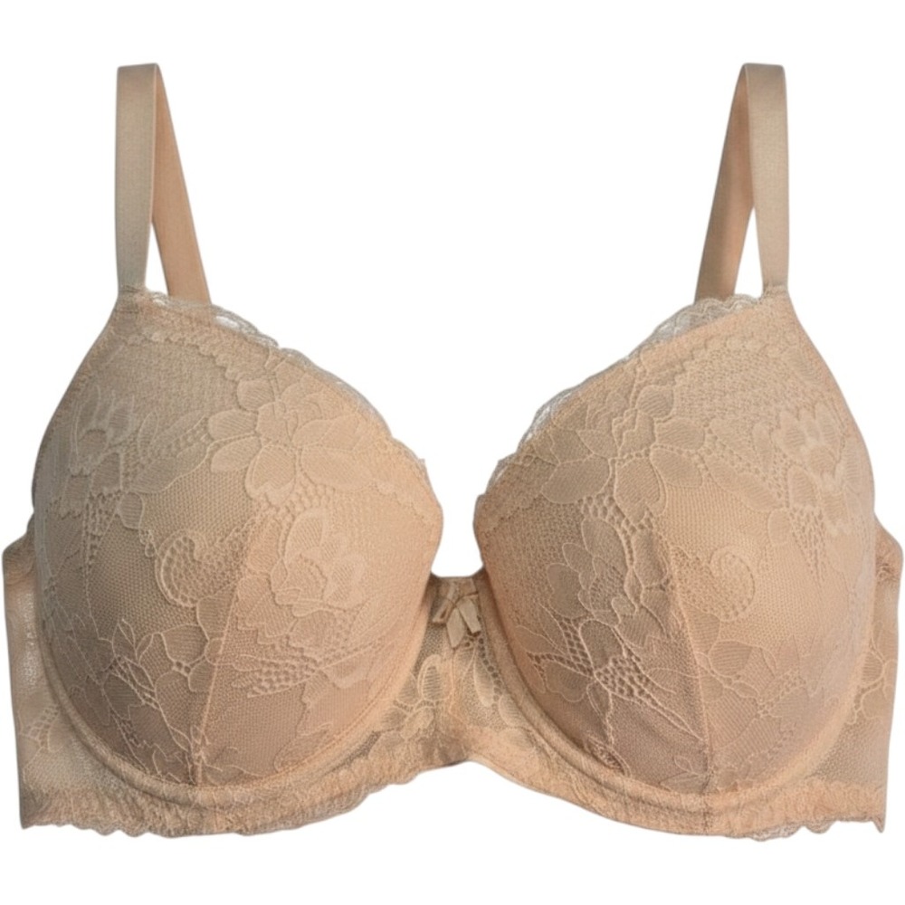 Unbranded Lace Full Coverage Bra Women 36DD Beige Floral Padded Underwire